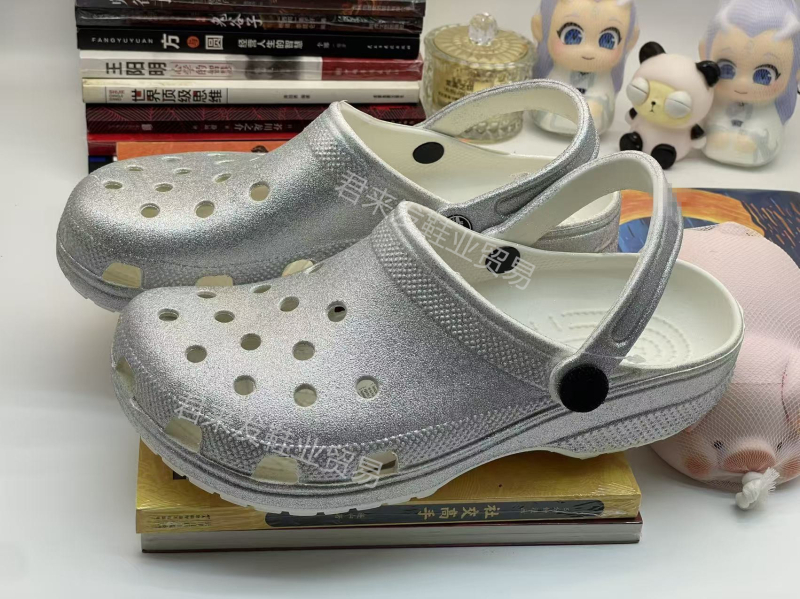 Shining Star serija: glitter Crocs-stil sandale za žene s stražnjim remenom, protuklizne ljetne obuće