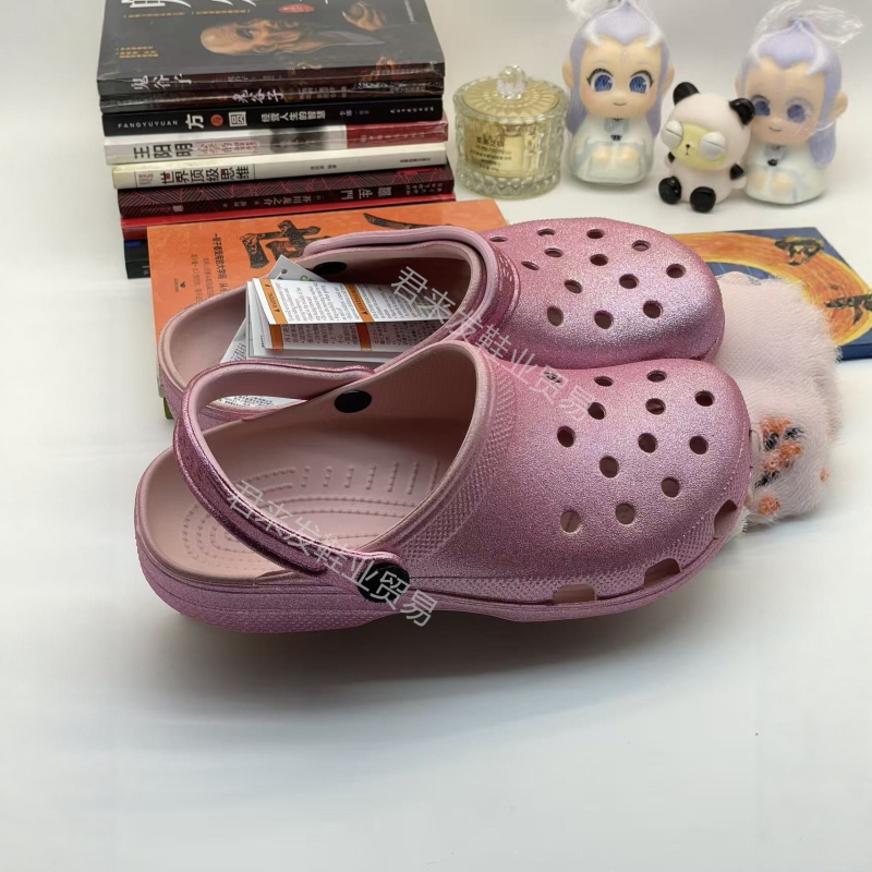 Shining Star serija: glitter Crocs-stil sandale za žene s stražnjim remenom, protuklizne ljetne obuće
