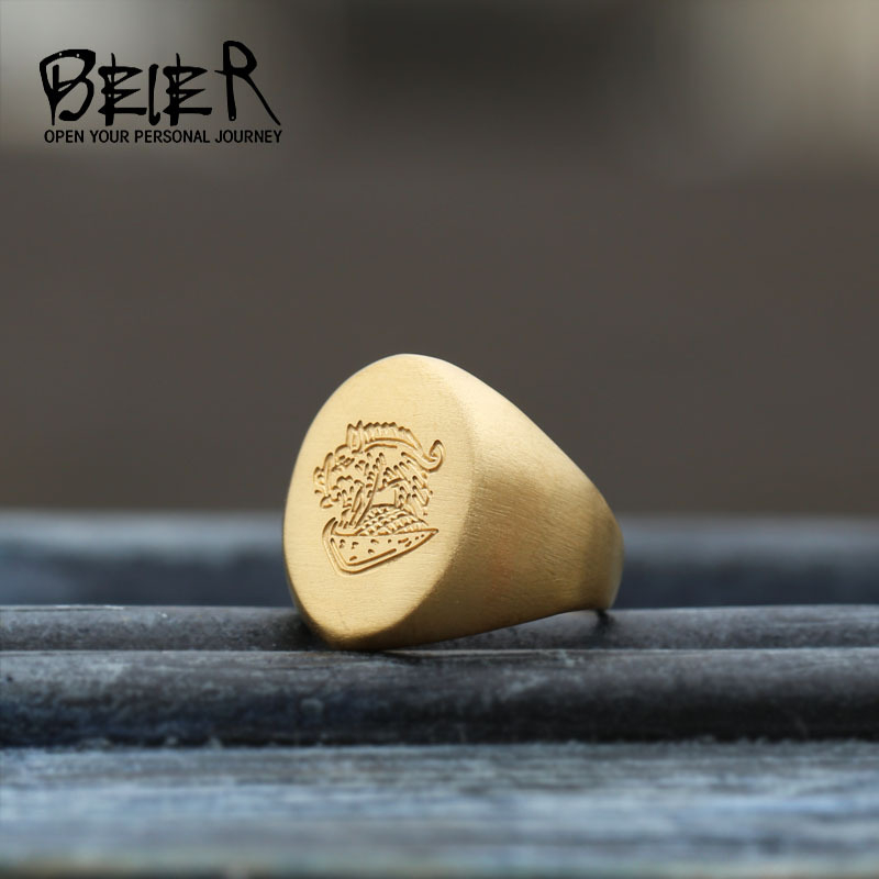 BEIER prsten od titan čelika, unisex, geometrijski dizajn, poliran završni sloj, BR8-743