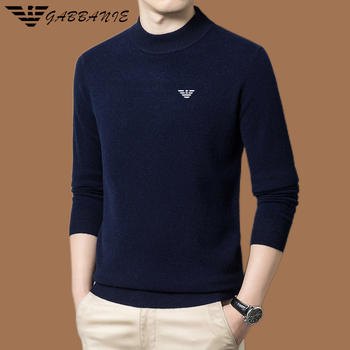 Ανδρικό πουλόβερ μαλλιού με γιακά mock neck, παχιά πλέξη, μακριά μανίκια, 71–75% μαλλί, πλένεται στο πλυντήριο