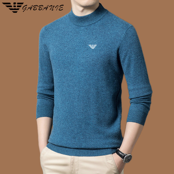 Ανδρικό πουλόβερ μαλλιού με γιακά mock neck, παχιά πλέξη, μακριά μανίκια, 71–75% μαλλί, πλένεται στο πλυντήριο