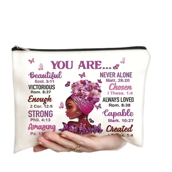 Kozmetikai táska betűnyomatos mintával, vászon anyag, nagy kapacitás, hordozható, nőknek