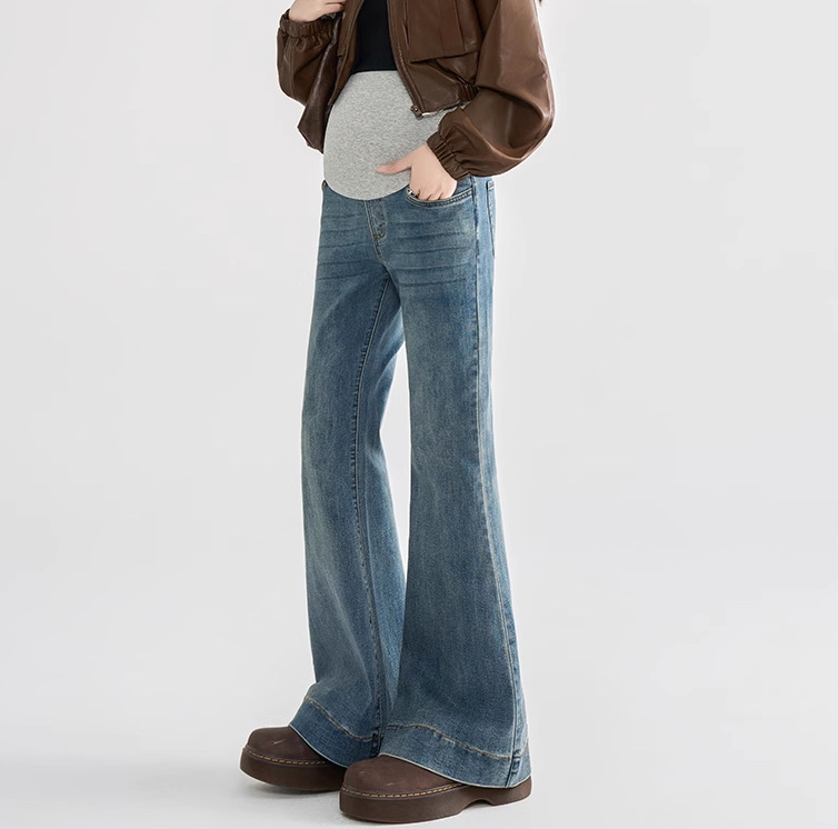 Anyasági farmernadrág, bő szabás, mikroelasztikus, hasi támogatás, 70–80% pamut