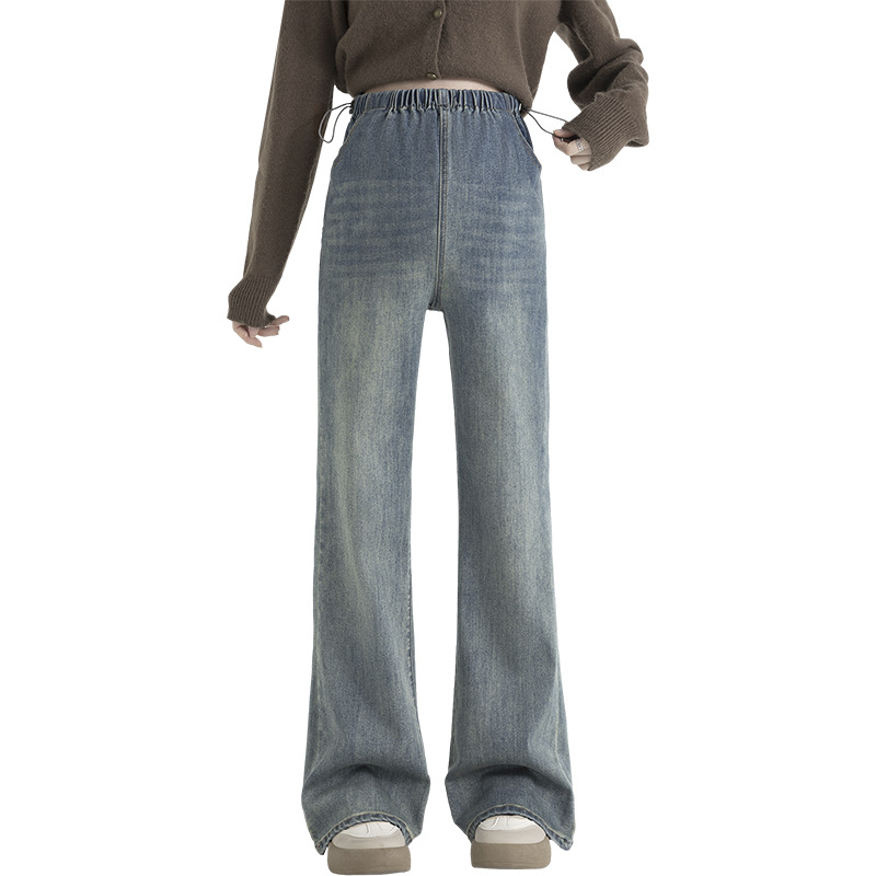 Várandós farmernadrág denim – magas derekú, lazán szabott, hosszú nadrág, terhességi támogatás