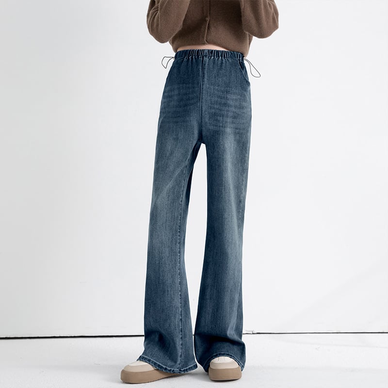 Várandós farmernadrág denim – magas derekú, lazán szabott, hosszú nadrág, terhességi támogatás