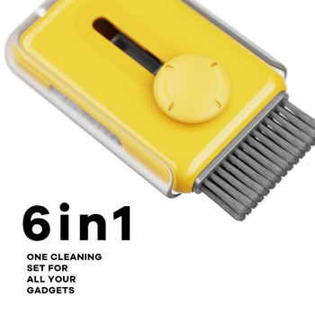 Tisztító sörtés készlet okostelefonokra, noteszgépekre és számítógépekre, fejhallgatókra és mikrofonokra; ABS műanyag • Modell 530 • Súly 55 g