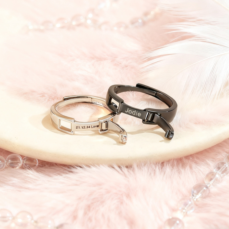 Rézgyűrű párnak – Geometriai kialakítás, személyre szabott DIY gravírozás, elektroplating, egyenként csomagolva