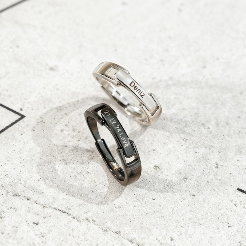 Rézgyűrű párnak – Geometriai kialakítás, személyre szabott DIY gravírozás, elektroplating, egyenként csomagolva