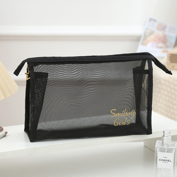 Geantă de machiaj din material plasat, pliabilă, fără căptușeală, pentru călătorii, stil casual