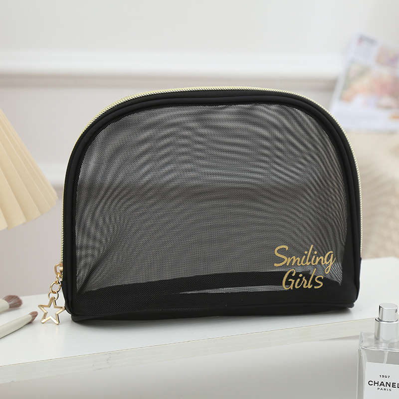 Geantă de machiaj din material plasat, pliabilă, fără căptușeală, pentru călătorii, stil casual