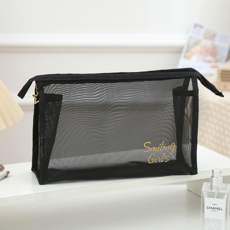 Geantă de machiaj din material plasat, pliabilă, fără căptușeală, pentru călătorii, stil casual