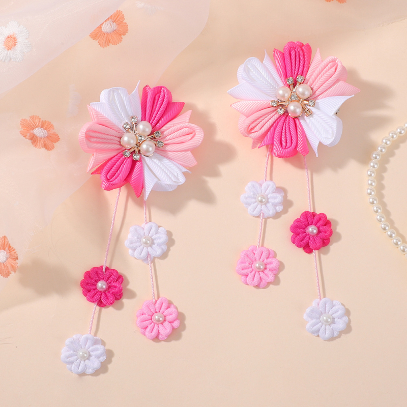 Χειροποίητο σετ κλάμερ μαλλιών σε σχήμα λουλουδιού για παιδιά, για ηλικίες 0-10 ετών