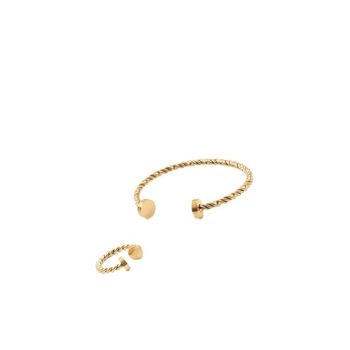 Vitafend Nyitott Geometriai Szegecs Karkötő és Gyűrű, Titánacél, Gyémántvágás, 18K Aranyozás, Női Koreai Stílus