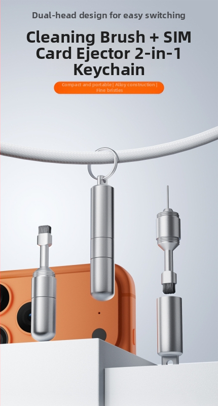 Mobiltelefonokhoz készült univerzális eszköz: SIM-kártya eltávolító tű, fejhallgató tisztító toll, SIM/akku rekesz tisztító sörtéje, többfunkciós
