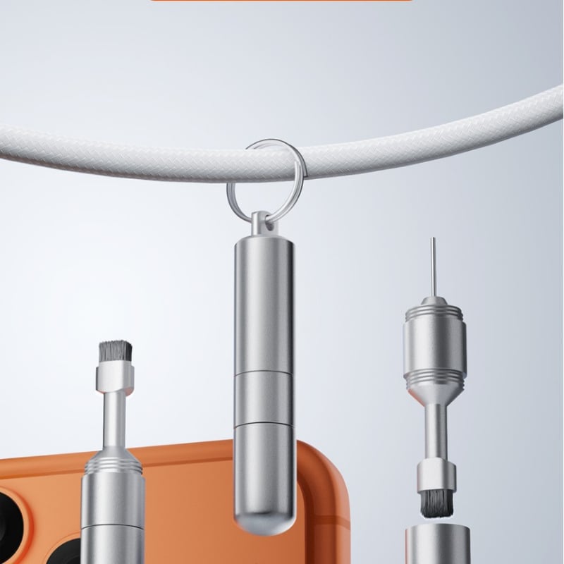 Mobiltelefonokhoz készült univerzális eszköz: SIM-kártya eltávolító tű, fejhallgató tisztító toll, SIM/akku rekesz tisztító sörtéje, többfunkciós