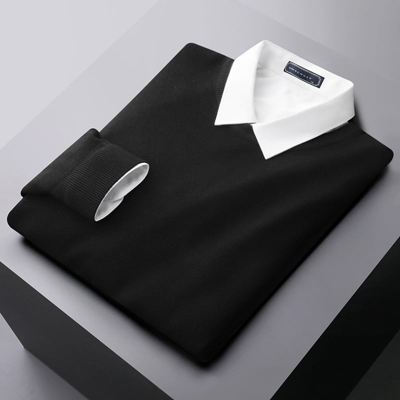 Ανδρικό πλεκτό πουλόβερ με στρογγυλό γιακά, Slim Fit, μακριά μανίκια, διαπνέουσα ζεστασιά