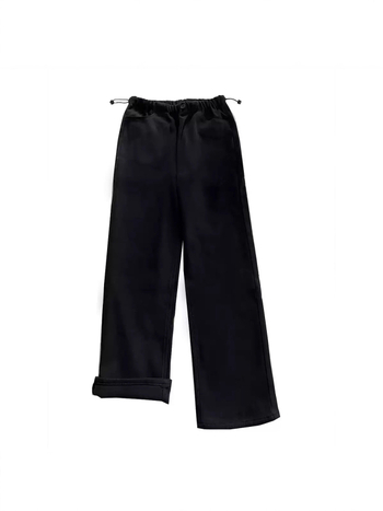 Anyasági denim hosszú nadrág, vastag téli anyag, magas derék, széles szabás, pamut-spandex keverék