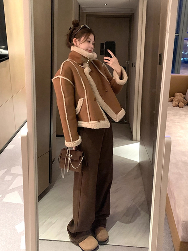 Anyasági denim hosszú nadrág, vastag téli anyag, magas derék, széles szabás, pamut-spandex keverék