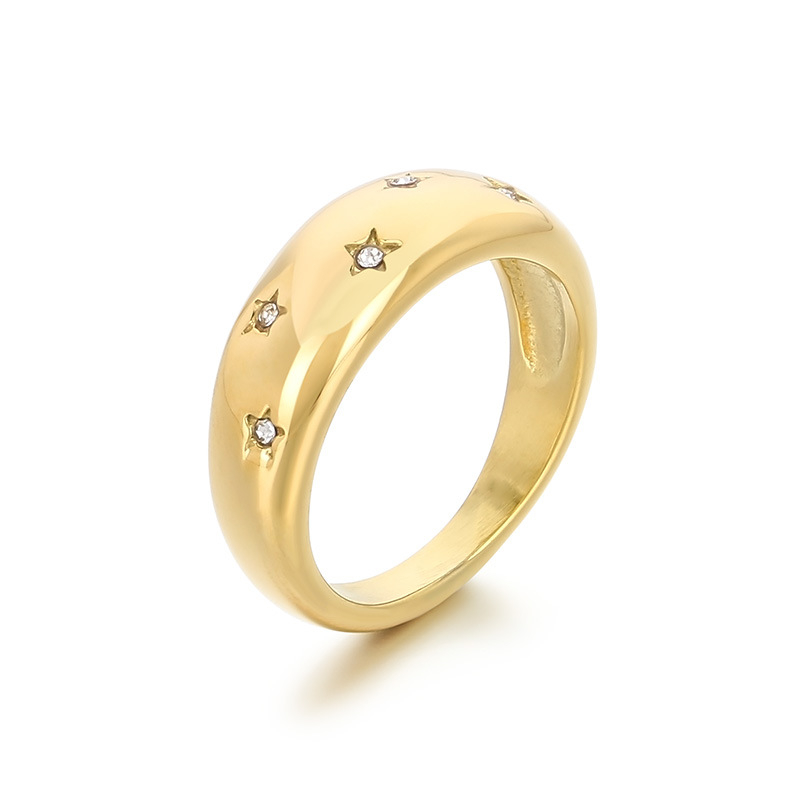Prsten od nehrđajućeg čelika s dijamantnom ugradnjom, geometrijski dizajn, za žene