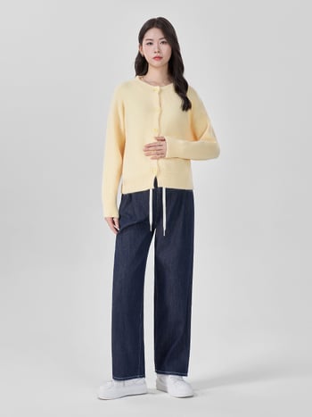 Noge trudnica, opuštena silueta, ravne široke nogavice, pamuk, 80–90% udio pamuka, potpora trbuha, sezona 2025 (Pamuk; 80–90% udio pamuka; potpora trbuha; 2025)