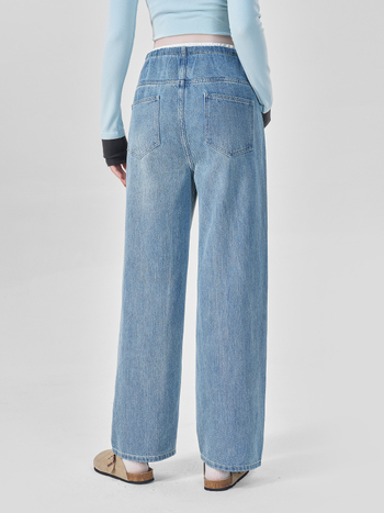 Noge trudnica, opuštena silueta, ravne široke nogavice, pamuk, 80–90% udio pamuka, potpora trbuha, sezona 2025 (Pamuk; 80–90% udio pamuka; potpora trbuha; 2025)