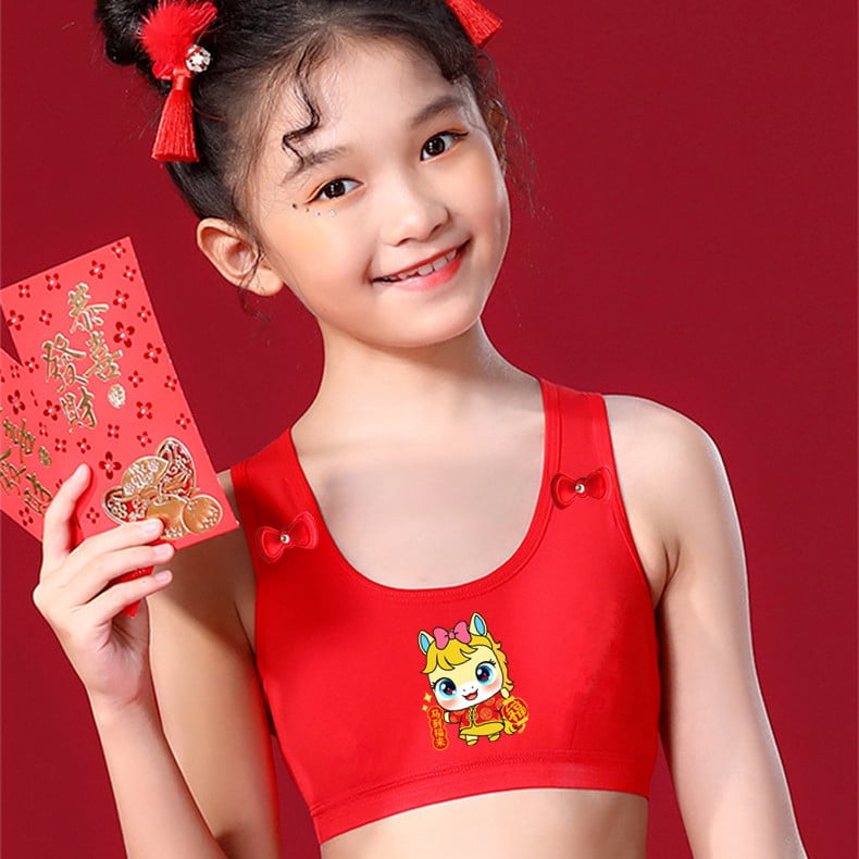 Pamut mellény-stílusú melltartó tiniknek, teljes kosár, vékony formázott kosár, merevítő nélkül, 13–18 év, Ló éve 2026