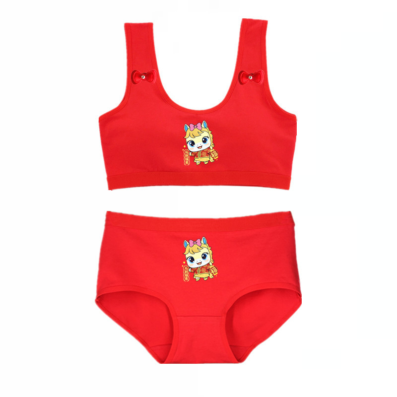 Pamut mellény-stílusú melltartó tiniknek, teljes kosár, vékony formázott kosár, merevítő nélkül, 13–18 év, Ló éve 2026