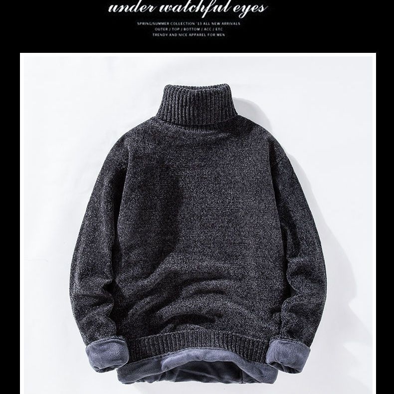 Ανδρικό πλεκτό πουλόβερ με μετατρέψιμη ψηλή λαιμόκοψη, παχύς, βασικό ύφασμα ακρυλικές ίνες, πολυεστέρας