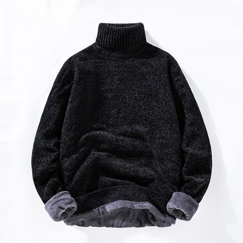 Ανδρικό πλεκτό πουλόβερ με μετατρέψιμη ψηλή λαιμόκοψη, παχύς, βασικό ύφασμα ακρυλικές ίνες, πολυεστέρας