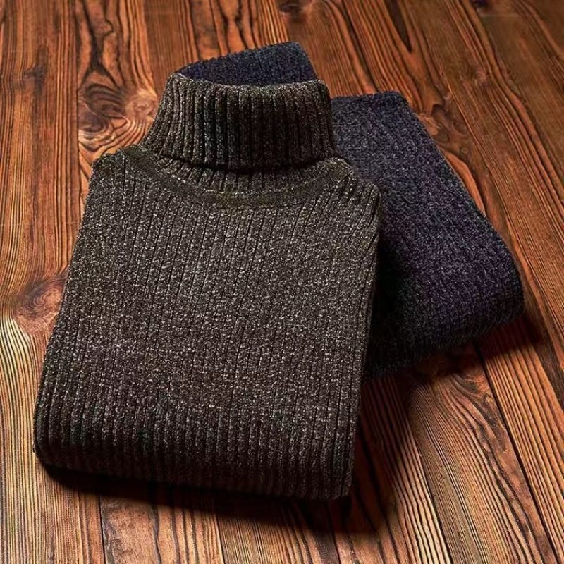 Ανδρικό πλεκτό πουλόβερ με μετατρέψιμη ψηλή λαιμόκοψη, παχύς, βασικό ύφασμα ακρυλικές ίνες, πολυεστέρας