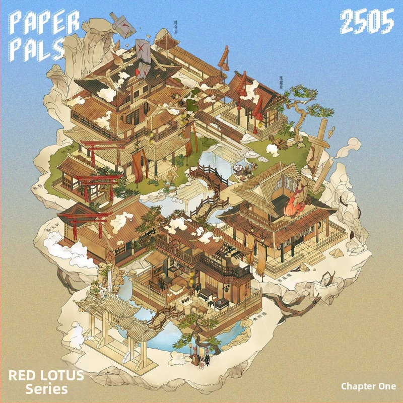 Paper Bubble Diorama scénická nálepka – PET materiál, Nový čínsky štýl, Tlač, DM010011107