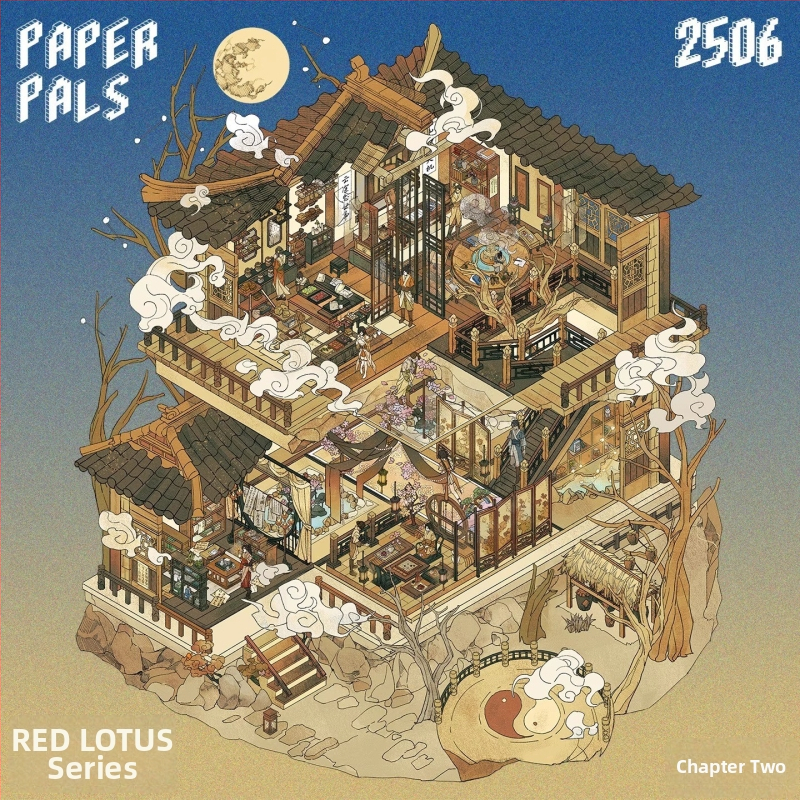 Paper Bubble Diorama scénická nálepka – PET materiál, Nový čínsky štýl, Tlač, DM010011107