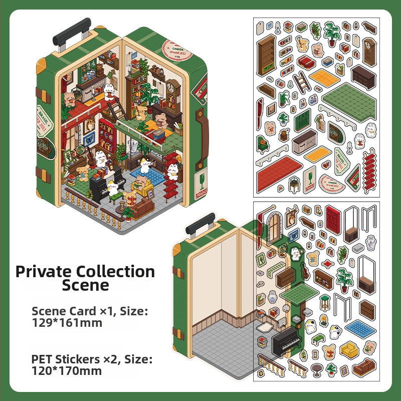 Paper Bubble Diorama сцена стикер – PET материал, Нов китайски стил, Печат, DM010011107