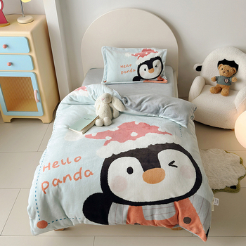 Dječji set posteljine od mliječnog velura s crtićem, 3 dijela, reaktivni tisak, zima 2025