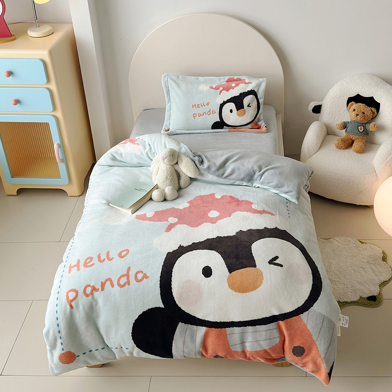 Dječji set posteljine od mliječnog velura s crtićem, 3 dijela, reaktivni tisak, zima 2025