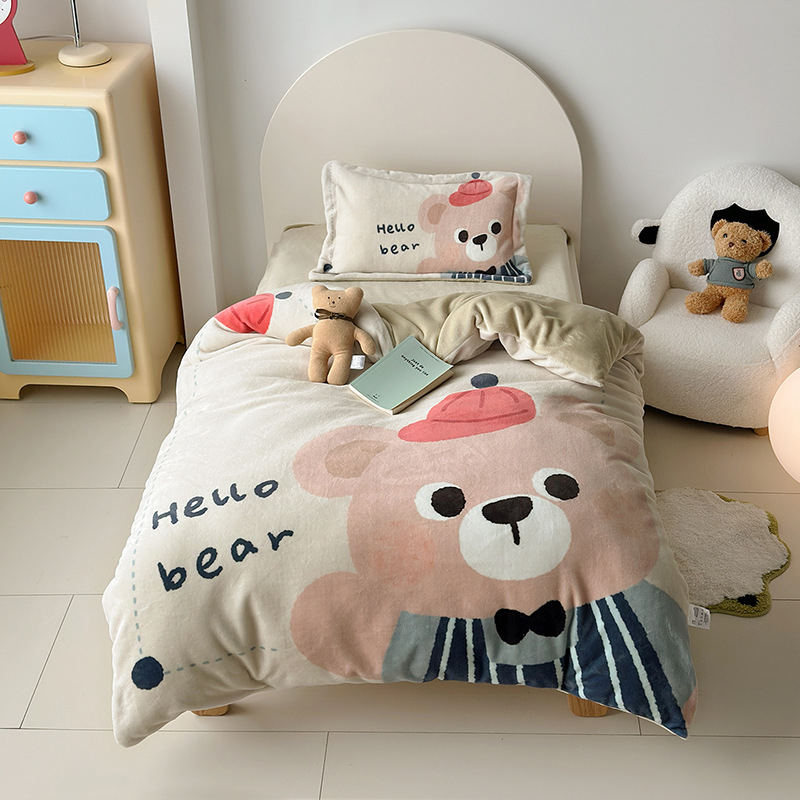 Dječji set posteljine od mliječnog velura s crtićem, 3 dijela, reaktivni tisak, zima 2025