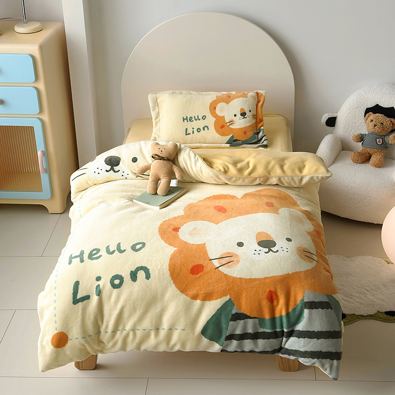 Dječji set posteljine od mliječnog velura s crtićem, 3 dijela, reaktivni tisak, zima 2025