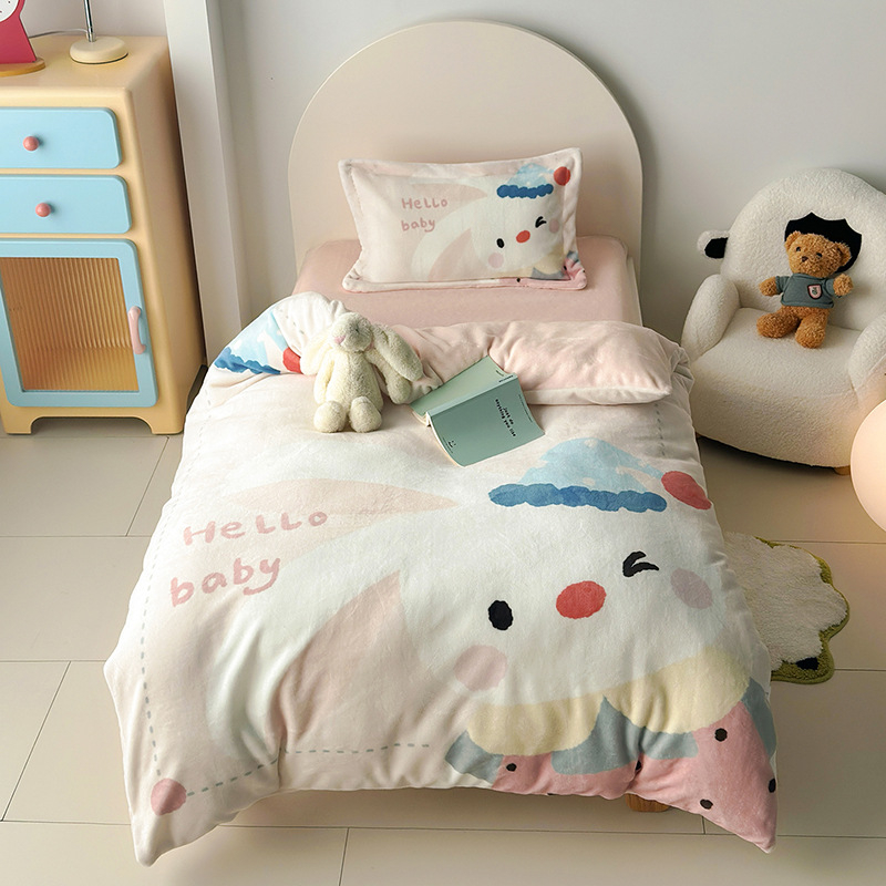 Dječji set posteljine od mliječnog velura s crtićem, 3 dijela, reaktivni tisak, zima 2025