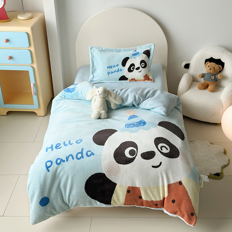 Dječji set posteljine od mliječnog velura s crtićem, 3 dijela, reaktivni tisak, zima 2025