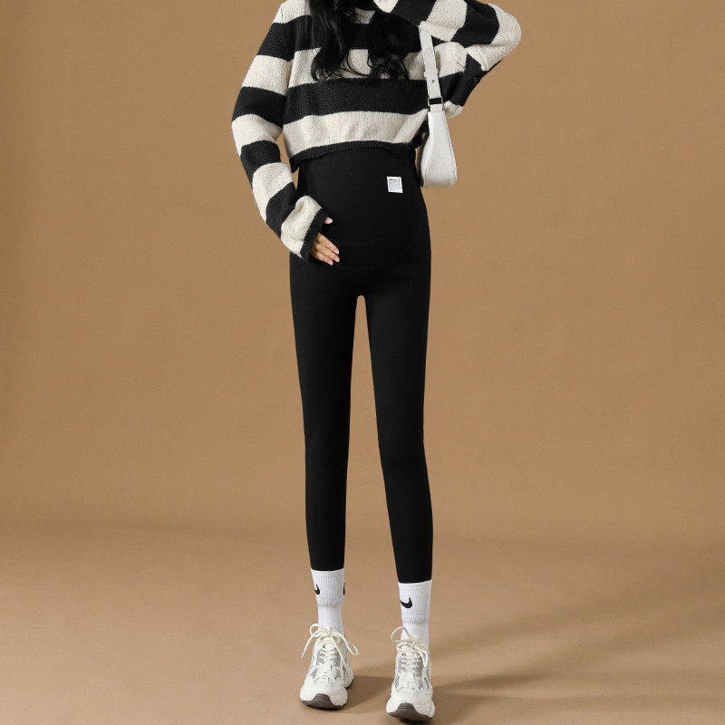 Trudničke hlače s flis podlogom i podrškom za trbuh, duge, visokog struka, poliester