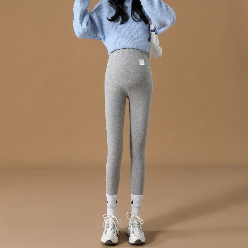 Trudničke hlače s flis podlogom i podrškom za trbuh, duge, visokog struka, poliester