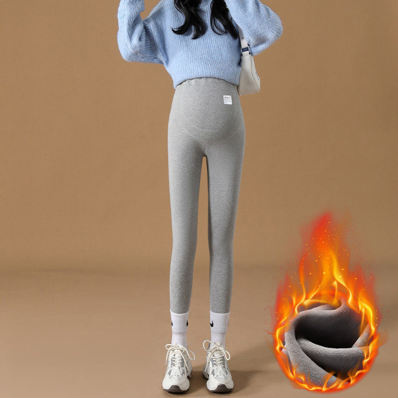 Trudničke hlače s flis podlogom i podrškom za trbuh, duge, visokog struka, poliester