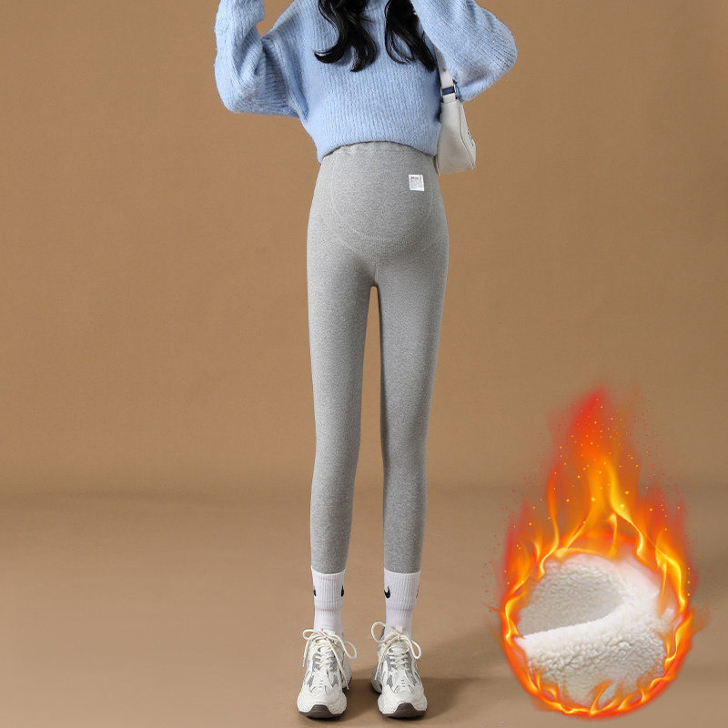 Trudničke hlače s flis podlogom i podrškom za trbuh, duge, visokog struka, poliester