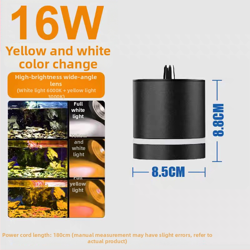 LED akvarijné svetlo s plným spektrom, hliníková zliatina, 16W, trojfarebná regulácia, kontrola rias a osvetlenie vodných rastlín