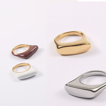 Vitafend титаниева стомана Геометричен пръстен – Диамантено полиране, женски стил