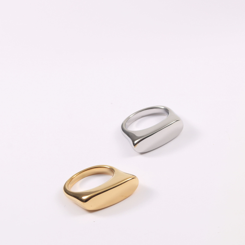 Vitafend титаниева стомана Геометричен пръстен – Диамантено полиране, женски стил