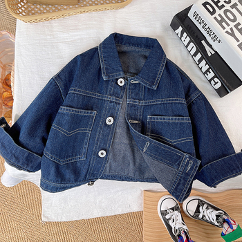 Παιδικό μπουφάν τζιν σε κορεατικό στυλ, 90% βαμβάκι, με μπροστινό κουμπί, χωρίς κουκούλα, για άνοιξη-φθινοπωρο