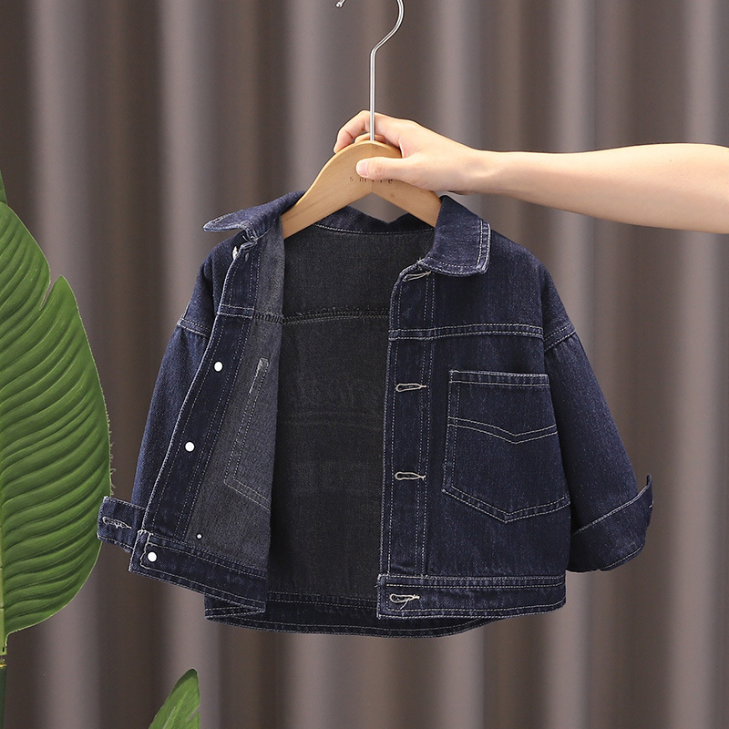 Παιδικό μπουφάν τζιν σε κορεατικό στυλ, 90% βαμβάκι, με μπροστινό κουμπί, χωρίς κουκούλα, για άνοιξη-φθινοπωρο