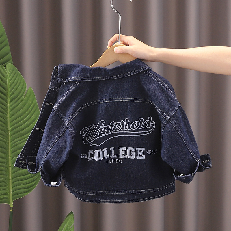 Παιδικό μπουφάν τζιν σε κορεατικό στυλ, 90% βαμβάκι, με μπροστινό κουμπί, χωρίς κουκούλα, για άνοιξη-φθινοπωρο