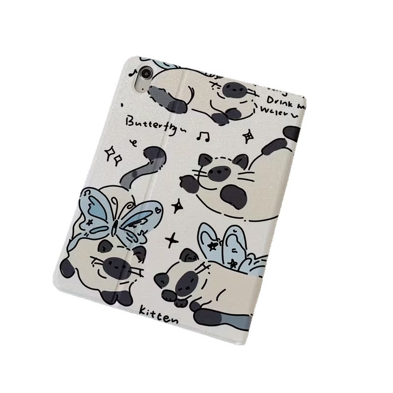 Θήκη iPad από TPU με Flip Cover, μοτίβο πεταλούδας-γάτας, για iPad 8–11 γενιά, Λειτουργία ύπνου, Ανθεκτική σε πτώσεις, Ανθεκτική σε γρατσουνιές, Αντι-αποτυπώματα, Μοντέλο ZJ